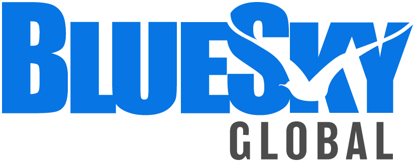 Bluesky logo new Blue wth global black